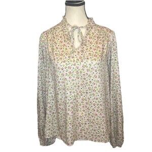 Cupcakes & Cashmere Womens Floral Balloon Sleeve Blouse Top Size Small